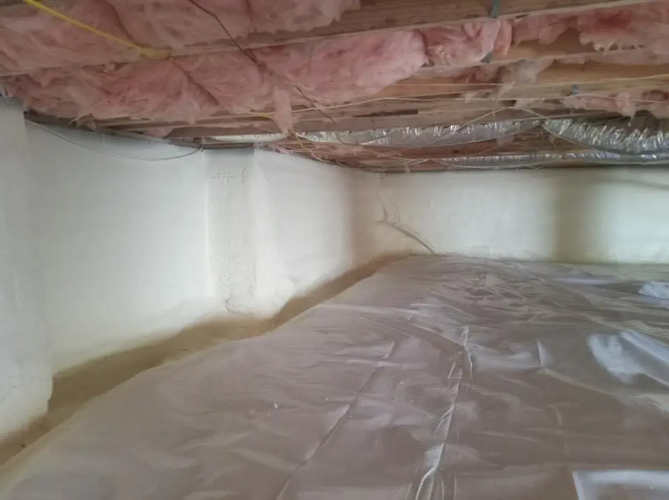 Crawl space encapsulation with closed-cell spray foam for Roof Waterproofing in Willington